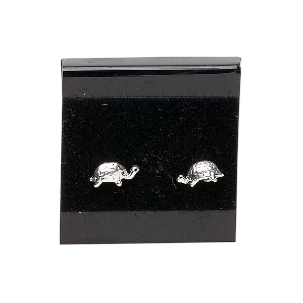 Earring card, flocked plastic, black, 1x1-inch square. Sold per pkg of 100. image number 0
