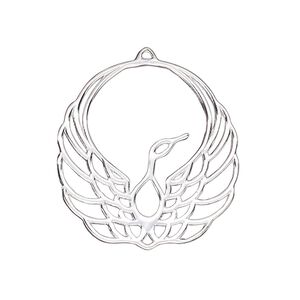 Charm Amoracast® 1pkg1 sterling silver, 28x27mm single-sided cutout phoenix