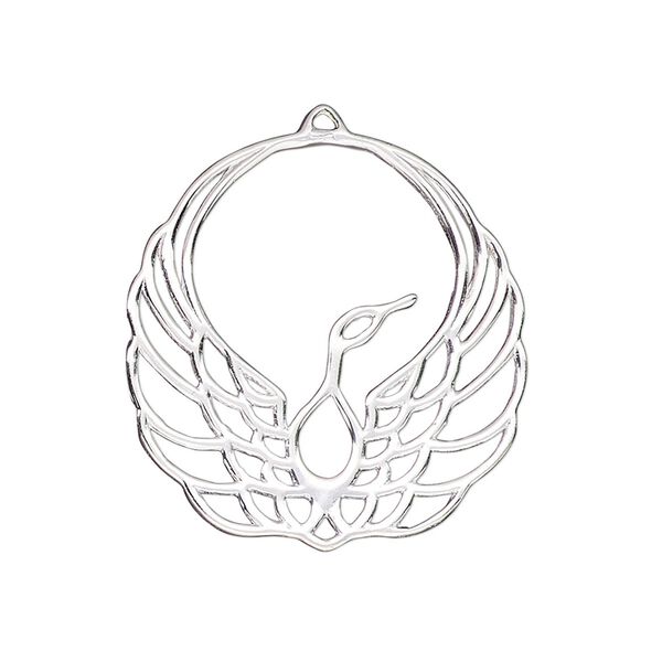 Charm Amoracast® 1pkg1 sterling silver, 28x27mm single-sided cutout phoenix image number 0