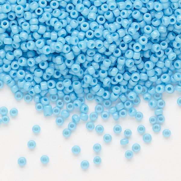 Seed bead, Dyna-Mites™, glass, pkg/1/2kg, #11 round, opaque aqua blue, (742 11/0 RR). image number 0