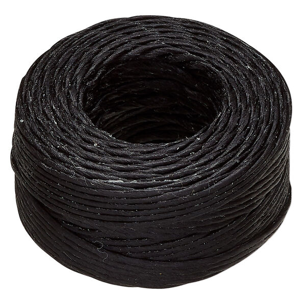 Thread, Hemptique®, polyester, pkg/25 yards, black, 1mm smooth. image number 0
