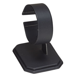 Display, watch and bracelet, leatherette, black, 2-7/8 x 2-5/8 x 2 inches. Sold individually.