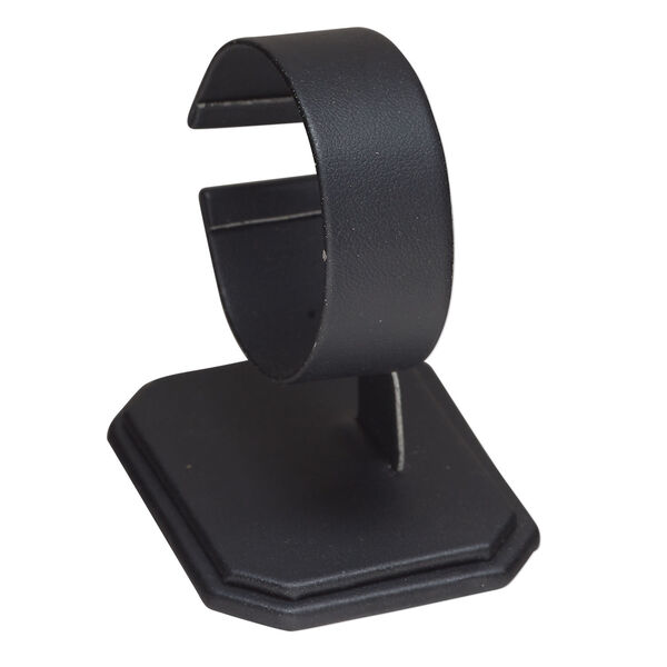 Display, watch and bracelet, leatherette, black, 2-7/8 x 2-5/8 x 2 inches. Sold individually. image number 0
