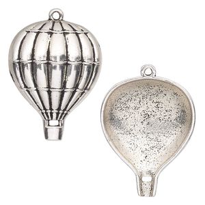 Charm, antique silver-finished "pewter" (zinc-based alloy), 29.5x23mm single-sided balloon. Sold per pkg of 4.