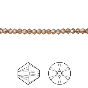 Bead 1pkg1440 light smoked topaz, Swarovski® ReCreated™, 3mm bicone 5328