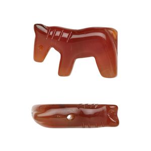 Carnelian 1pkg2, hand-cut horse bead 25x15mm