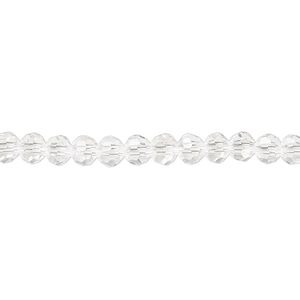 Bead 1pk 32 facets transparent clear, Celestial Crystal® 4mm round 15.5-16 inch