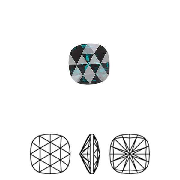 Fancy stone 2pk emerald foil back, Crystal Passions® 10mm rose cut cushion 4471 image number 0