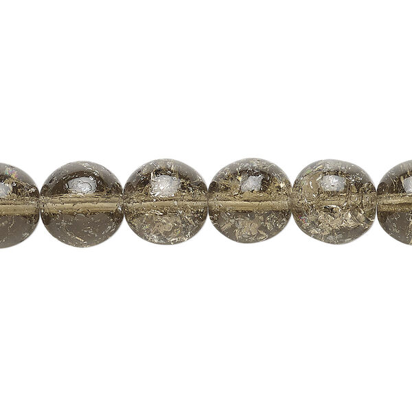 Bead, Czech crackle glass druk, translucent smoky, 10mm round. Sold per 15-1/2" to 16" strand. image number 0