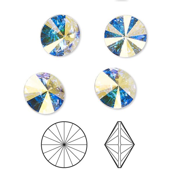 Chaton 4pk crystal AB foil back, Crystal Passions® 10.54-10.91mm rivoli SS47 1122 image number 0