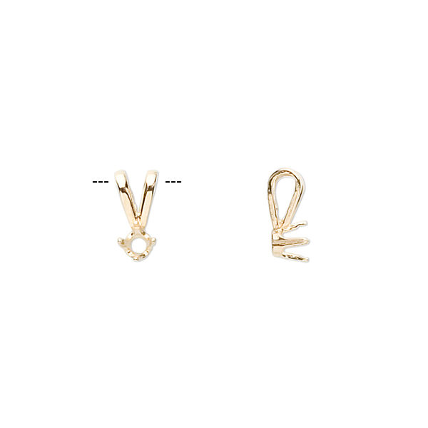 Pendant, Sure-Set™, 14Kt gold, 3mm with 4-prong round setting. Sold individually. image number 0