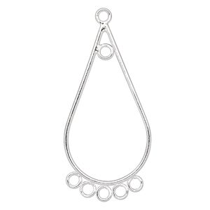 Focal, silver-plated steel, 35x16mm teardrop with 6 loops. Sold per pkg of 10.