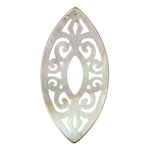 Focal, black lip shell (natural), 40x20mm marquise with cutout design, Mohs hardness 3-1/2. Sold individually. image number 0