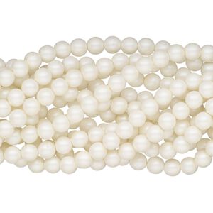 Bead, acrylic pearl, cream, 8mm round. Sold per line to the package size. Approximately 300 beads.