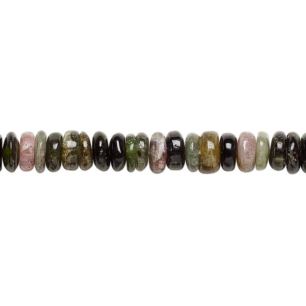 Multi-tourmaline 1pkg1, hand-cut rondelle bead natural C grade, 14 inch 5x1mm-7x5mm image number 0