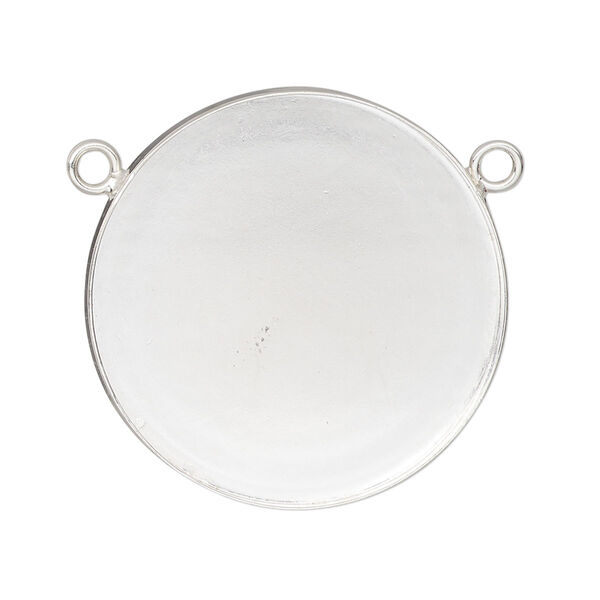 Connector, sterling silver, 31mm round with 30mm bezel cup setting. Sold individually. image number 0
