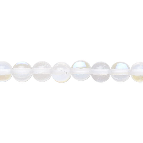 Bead, iridescent glass, transparent clear, 6mm round. Sold per 15-1/2" to 16" strand. image number 0