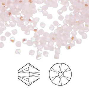 Bead 1440pk rose water opal shimmer, Swarovski® 3mm XILION bicone 5328