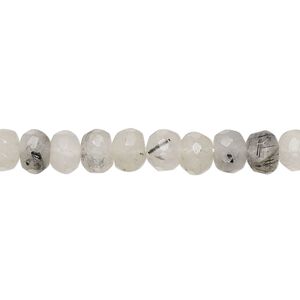 Tourmalinated quartz 1pkg1, hand-cut faceted rondelle bead natural 14 inch 5x3mm-6x5mm