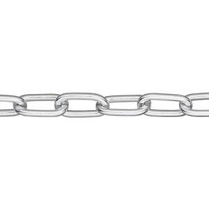 Chain, anodized aluminum, silver, 6mm long cable. Sold per pkg of 25 feet.