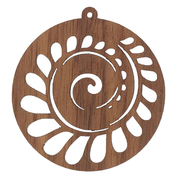 Focal, black walnut (natural), 38mm single-sided laser-cut round with cutout nautilus design. Sold individually. image number 0