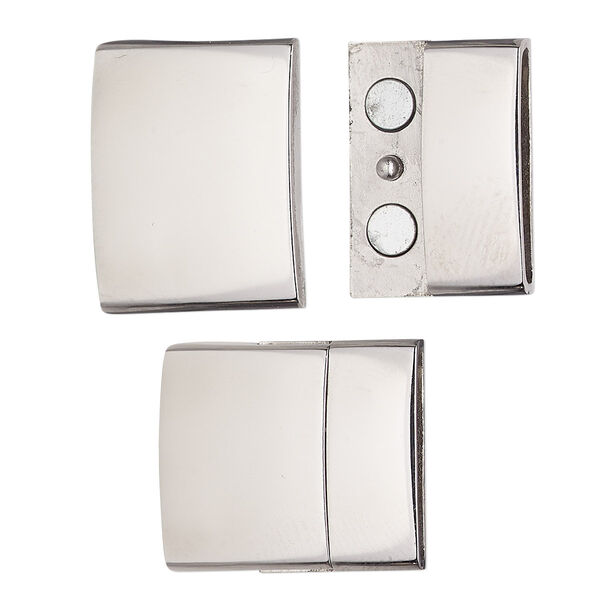 Clasp, magnetic, stainless steel, 23x20mm rectangle with glue-in ends, 18x4mm inside diameter. Sold individually. image number 0