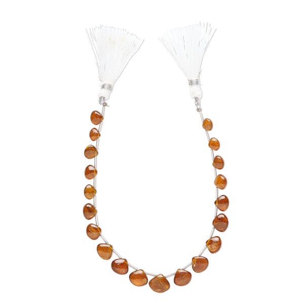 Orange kyanite (natural) 1pkg20, hand-cut top-drilled puffed teardrop bead, graduated 6-12mm image number 2