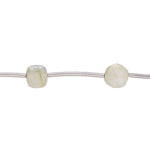 Rainbow moonstone 1pkg8, hand-cut faceted cube bead natural 6-8mm