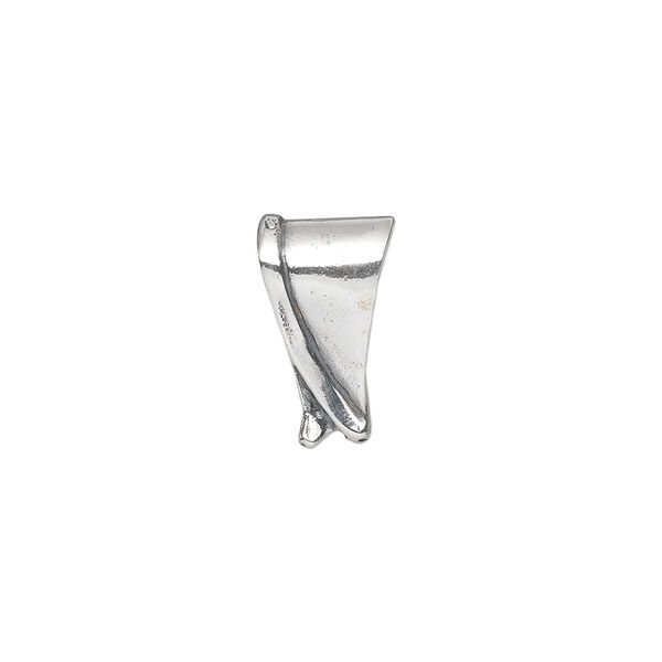 Bail, ice-pick, antiqued sterling silver, 14x9mm shield with simple swirl, 10mm grip length. Sold individually. image number 0