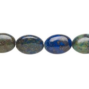 Chrysocolla 1pkg1, flat oval bead 15.5-16 inch 14x10mm