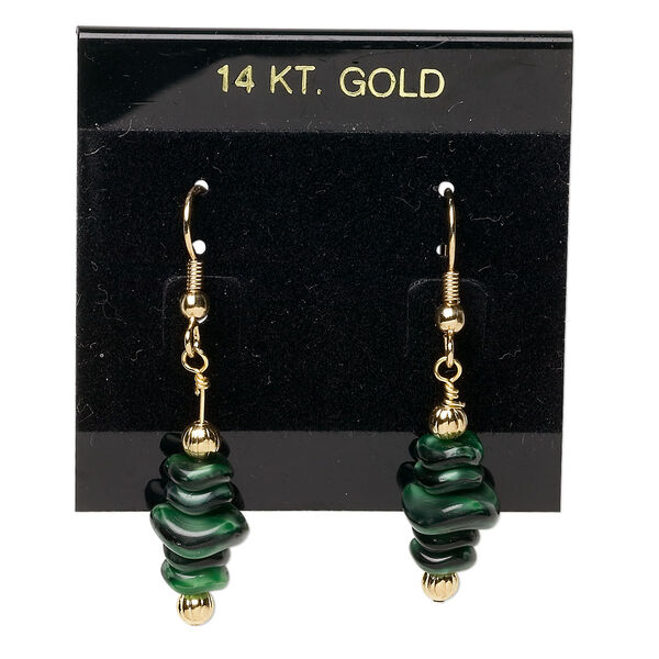 Earring card, flocked plastic, black and gold, 2x2-inch square with "14KT. GOLD." Sold per pkg of 25. image number 0