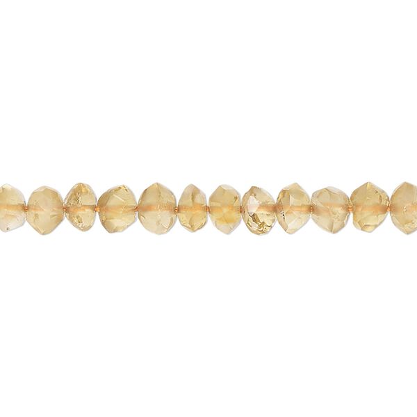 Citrine 1pkg1, hand-cut faceted rondelle saucer bead 14 inch 5x2mm-6x4mm image number 0