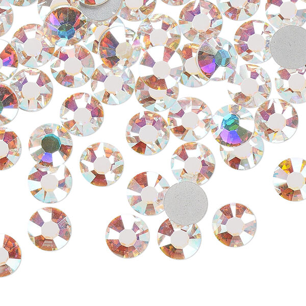 Flat back, Dance With Me™ crystal rhinestone, crystal AB, foil back, 6.32-6.5mm rose, SS30. Sold per pkg of 48. image number 0