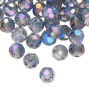 Bead 72pk crystal blue shadow, Celestial Crystal® 8mm round