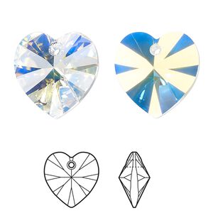 Drop 24pk crystal AB, Crystal Passions® 18mm pendant heart 6228