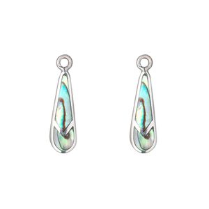 Drop, abalone shell (natural) and sterling silver, 17x6mm single-sided teardrop. Sold per pkg of 2.