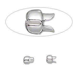 Crimp, Bulldog Crimp™, silver-plated "pewter" (zinc-based alloy), 6x5mm. Sold per pkg of 10.