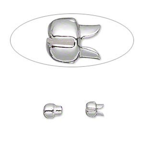 Crimp, Bulldog Crimp™, silver-plated "pewter" (zinc-based alloy), 6x5mm. Sold per pkg of 10. image number 0