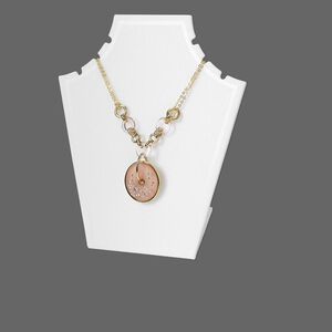 Display, chain and necklace, acrylic, white, 7-3/4 x 6-3/4 x 4 inches. Sold per pkg of 2.
