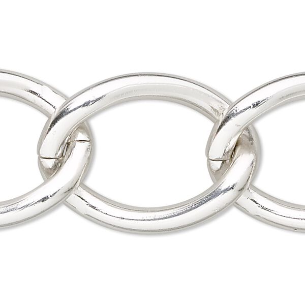 Chain 1pkg1 curb, 23mm, aluminum / anodized silver 5 foot unfinished image number 0