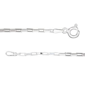 Chain 1pkg1 sterling silver box, 1.5mm long / mixed clasp, Gossamer™ 20 inch