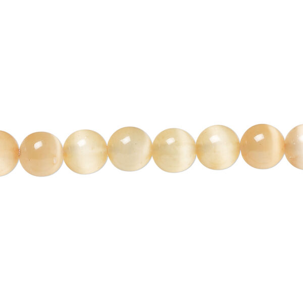 Bead, selenite (dyed / coated), pkg/16 inches, 6mm round, B+ grade, champagne. image number 0