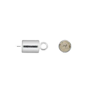 Cord end, glue-in, sterling silver, 8x6mm cylinder, 5mm inside diameter. Sold per pkg of 2.