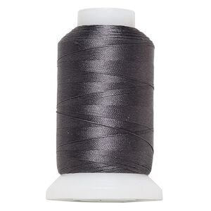 Thread, Purely Silk™, dark grey, size O. Sold per 600-yard spool.