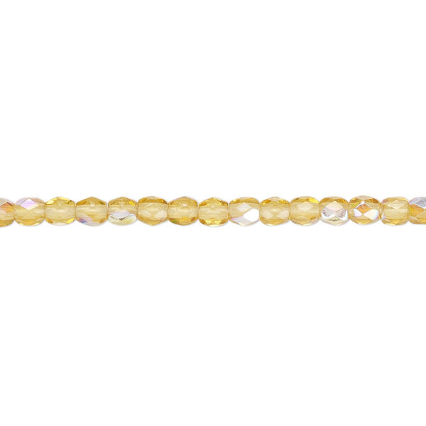 Bead, Czech fire-polished glass, honey AB, 3mm faceted round. Sold per pkg of 1,200 (1 mass). image number 0