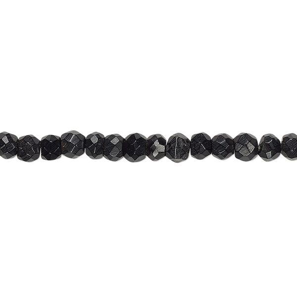 Black onyx 1pkg1, hand-cut faceted rondelle bead 13 inch 4x3mm-6x4mm image number 0