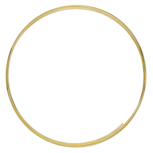 Memory wire, Beadalon®, gold-plated carbon steel, 4-5/8 inch round necklace, 1mm thick extra heavy duty. Sold per 0.5-ounce pkg, approximately 5 loops. image number 0