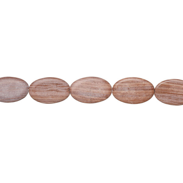 Red-brown marble 1pkg1, puffed oval bead natural, 15 inch 38x25mm-40x28mm image number 1