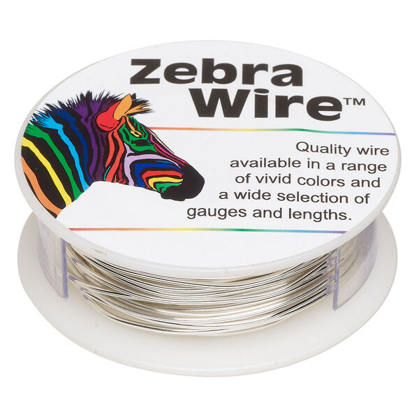 Wire, Zebra Wire™, silver-plated copper, round, 18 gauge. Sold per 10-yard spool. image number 0