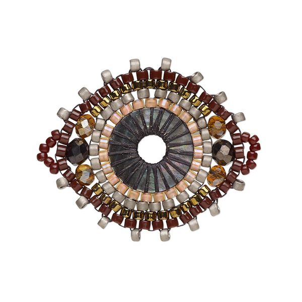 Link, Creative Touch, glass, gold / rose / grey, 28x26mm double-sided marquise. Sold individually. image number 0